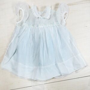 Vintage Baby Dress Baby In The Carriage by Bo Peep PaleBlue White Sheer‎